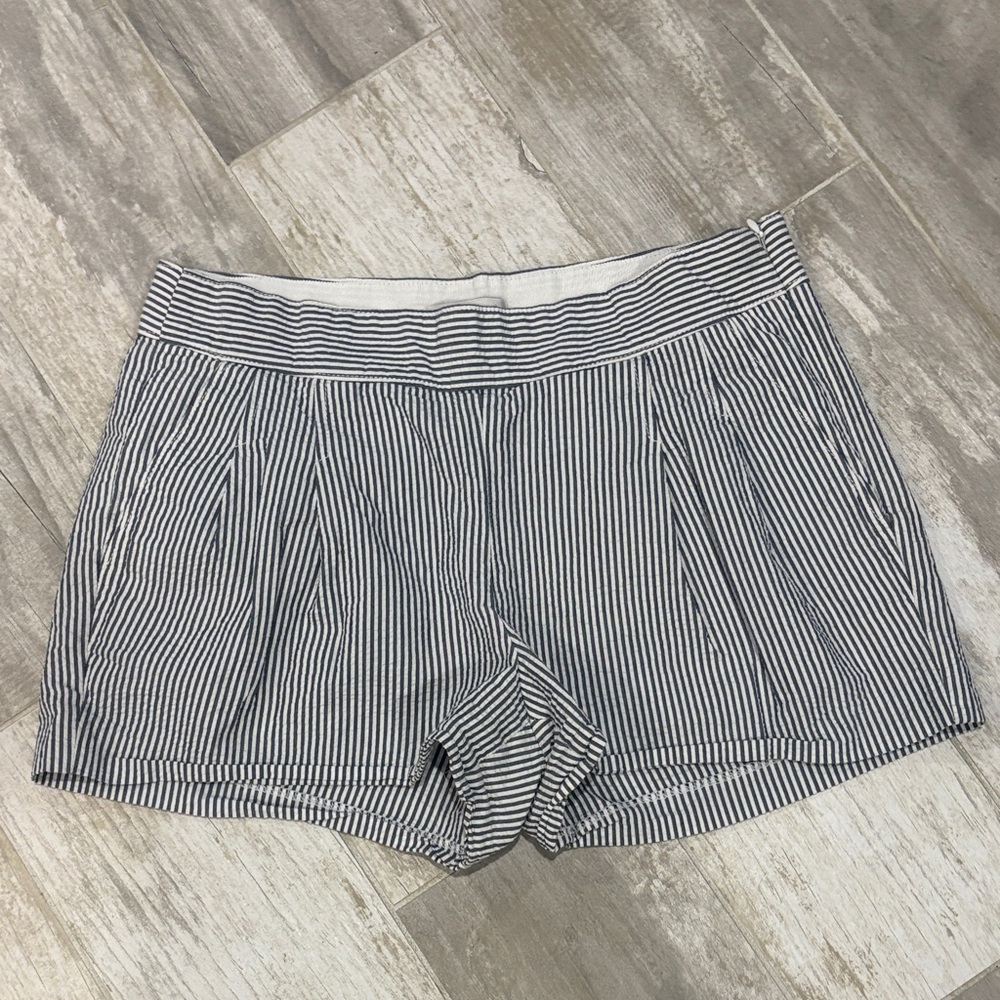 J. Crew Navy and White Striped High Waist Shorts